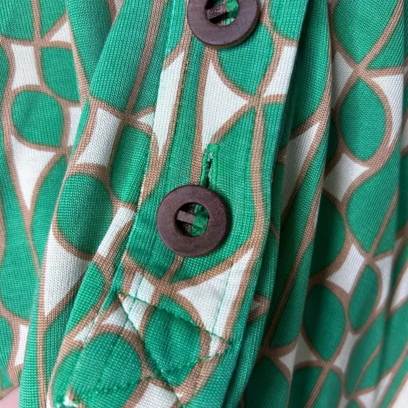 Diane Von Furstenberg Silk Kelly Green Geometric Dress Women’s‎ 2 Midi Feminine - Picture 6 of 8
